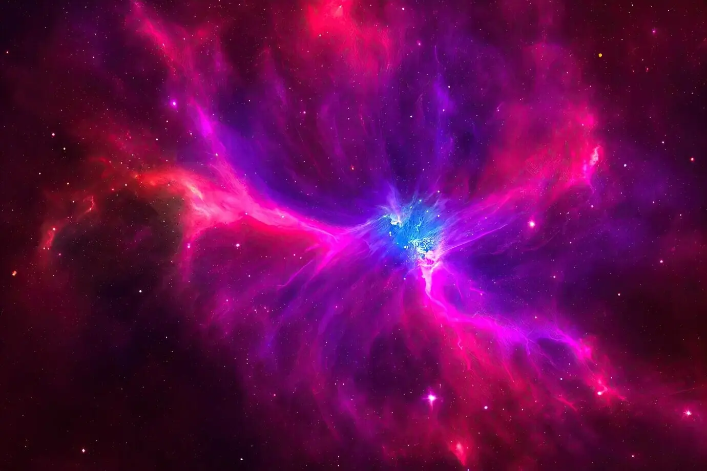 Realistischer Weltraumhintergrund, sternenklare Nacht im Kosmos mit leuchtenden Sternen, Milchstraße, Sternenstaub und farbiger Galaxie.